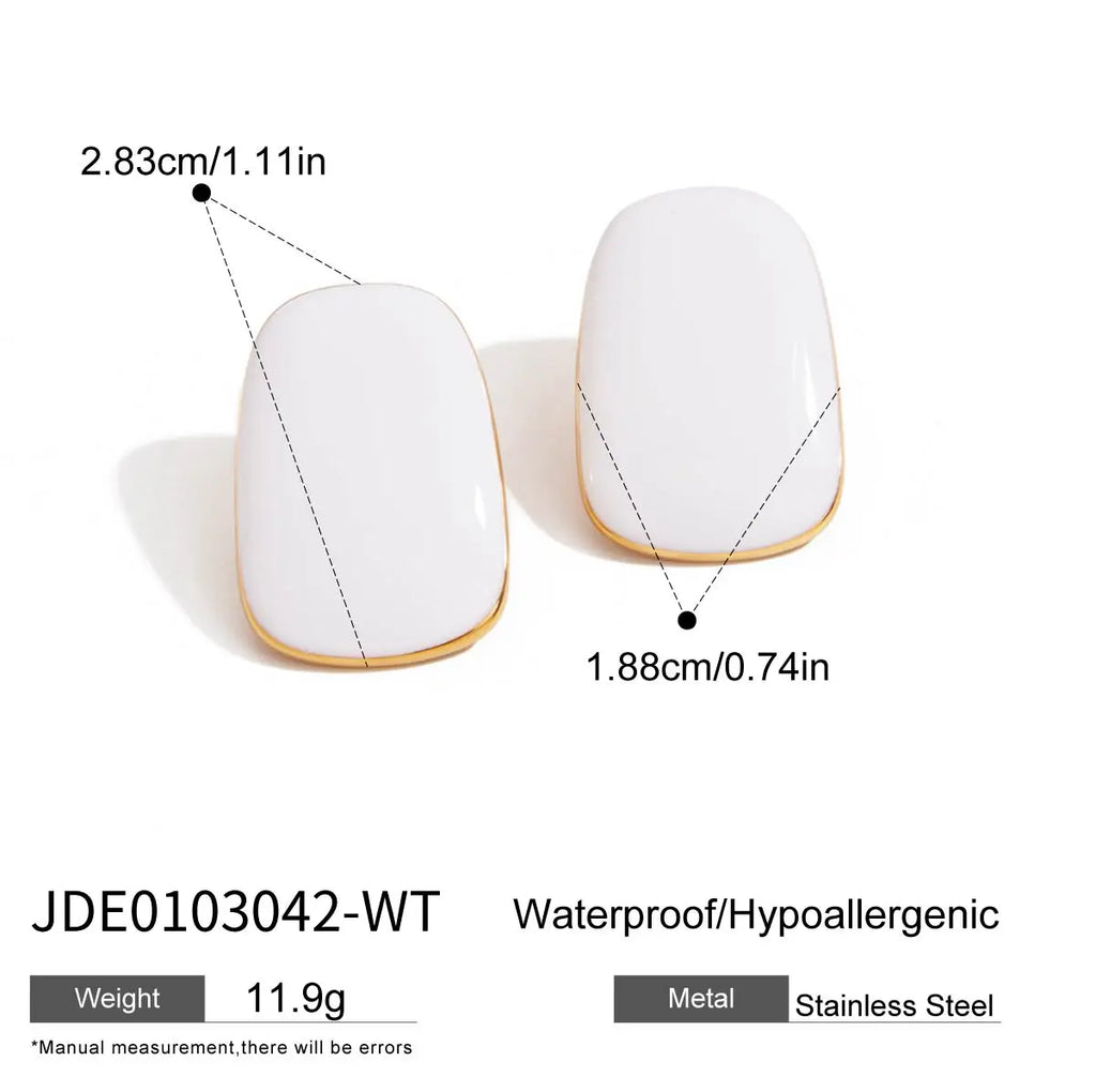 2025 Summer Colorful Geometric Square Oil Drop Earrings 18K Gold-plated Stainless Steel Women's Trendy Jewelry for Daily Holiday