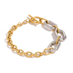 18K PVD Plated Stainless Steel Matching Color cross chain QT buckle bracelet waterproof asual sporty Jewelry