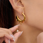 2025 Fashionable Women's C-shaped Earrings 18K Gold-plated Stainless Steel Multi-pendant Earrings can be DIY Pendants Detachable