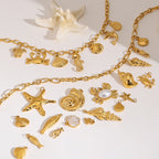 2025 Ocean Style Starfish Shell Building DIY Pendant Accessories 18K Gold-plated Stainless Steel Necklace Bracelet Accessories