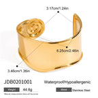 2025 Women's Holiday Style Ribbed Starfish Shell Design Open Bracelet 18K Gold Plated Stainless Steel Waterproof Jewelry