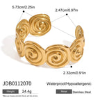 2025 Women's Holiday Style Ribbed Starfish Shell Design Open Bracelet 18K Gold Plated Stainless Steel Waterproof Jewelry