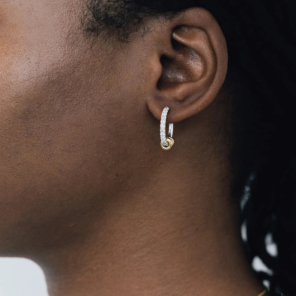 2025 Daily Simple Rhinestone Circle Earrings 18K Gold-plated Stainless Steel Removable Ring Waterproof Girl's Jewelry