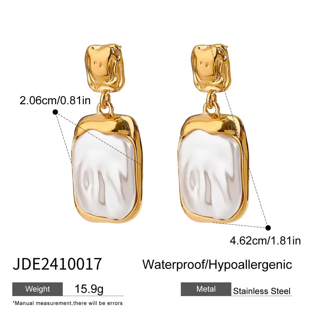 2025 French Retro Classic Pearl Series Earrings Ring Set 18K Gold-plated Stainless Steel Waterproof Girls Jewelry