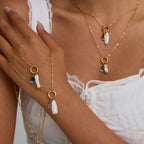 2025 Women's Simple DIY Freshwater Pearl Colored Zircon Pendant Necklace Birthstone 18K Gold-plated Stainless Steel Jewelry