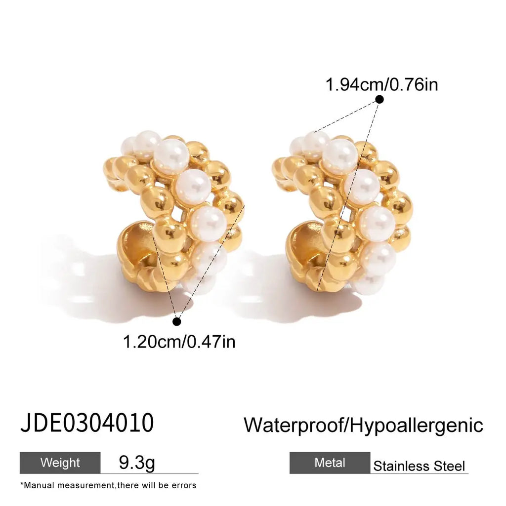 2025 Exquisite Simple Women's Pearl Ear Clips 18K Gold-plated Stainless Steel Daily Versatile Accessories