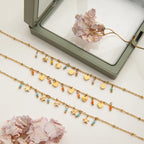 2025 Sweet Women's Colorful Crystal Multi-pendant Necklace 18K Gold-plated Stainless Steel Heart Star Pendant Waterproof Jewelry