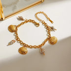 2025 Ocean Style Charm Bracelet Gold Plated Stainless Steel Conch Starfish Pendant Chunky Chain Hypoallergenic Beach Bracelet