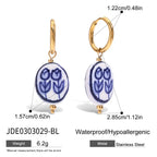 2025 Women's Cute Colorful Ceramic Flower Pendant Earrings 18K Gold-plated Stainless Steel Ear Buckles Waterproof Daily Jewelry