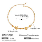 2025 Bohemian Style Multi-pendant Marine Element Shell Necklace 18K Gold-plated Stainless Steel Trend Jewelry can be Stacked