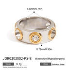 2025 Fashionable Versatile Women's Stainless Steel Ring 18K Gold-plated Two-tone Simple Daily Waterproof Jewelry
