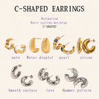 2025 Classic Trendy Wwomen's C Hoop Earrings 18K Gold-plated Stainless Steel Autumn and Winter Daily Accessories