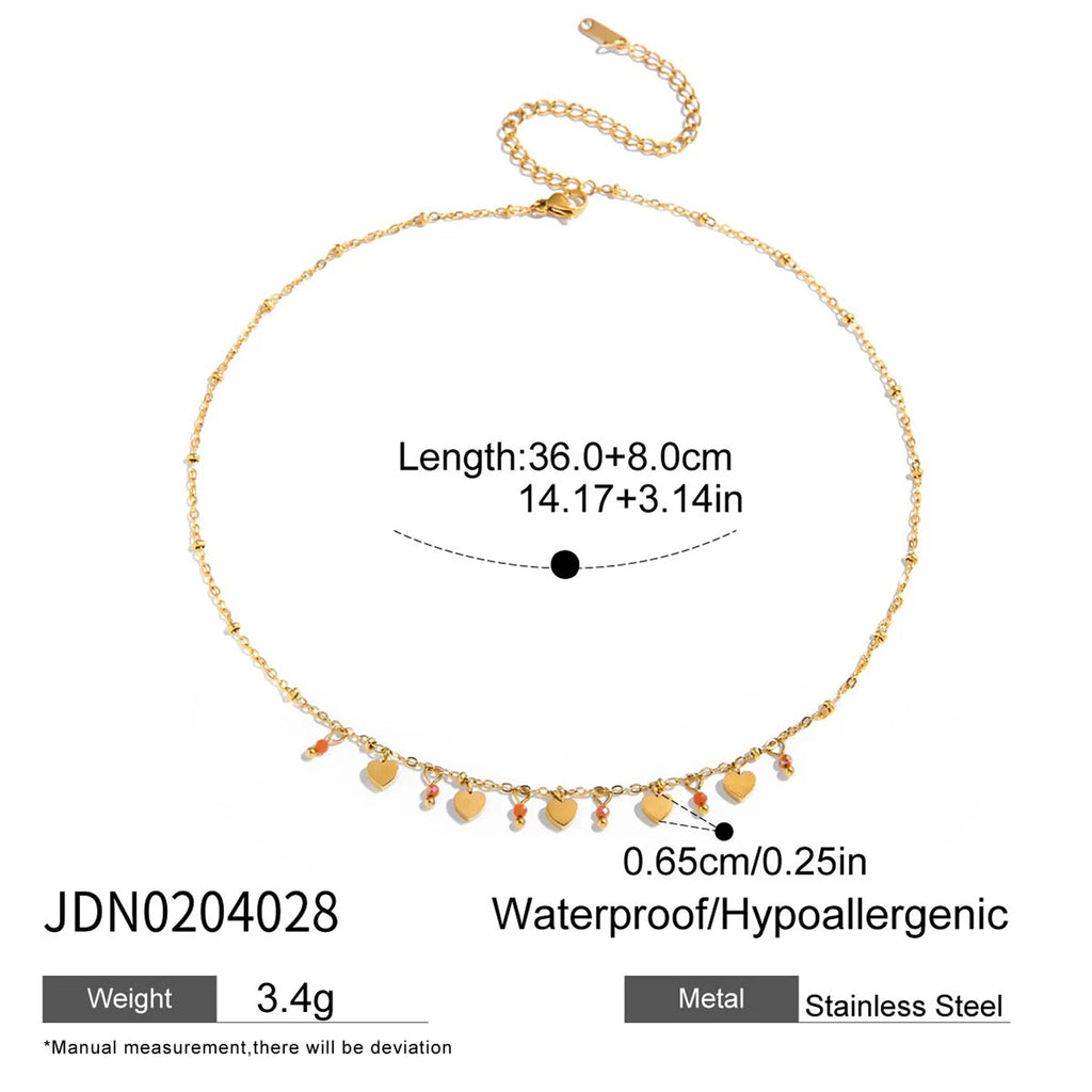 2025 Sweet Women's Colorful Crystal Multi-pendant Necklace 18K Gold-plated Stainless Steel Heart Star Pendant Waterproof Jewelry