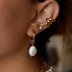 2025 Daily Elegant Ladies Freshwater Pearl Pendant Earrings 18K Gold-plated Stainless Steel All-match Fashion Jewelry