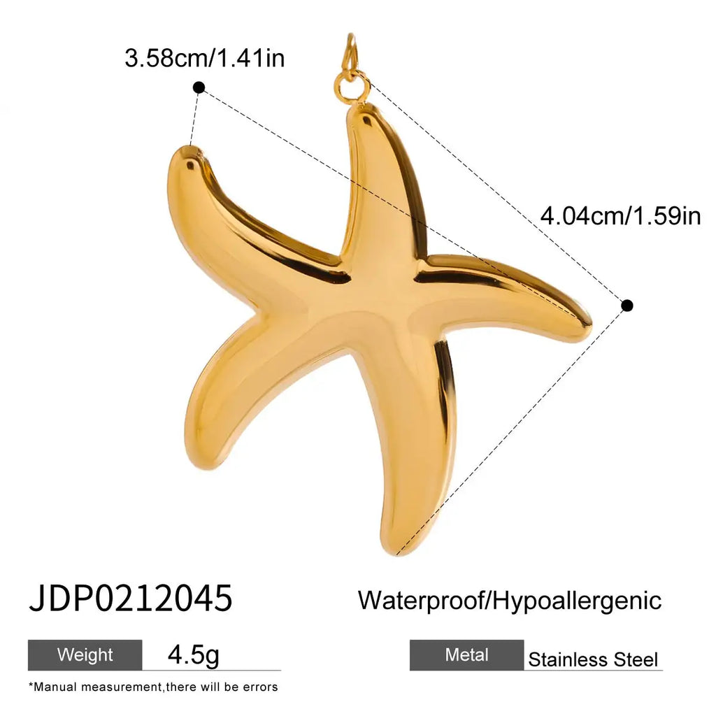2025 Ocean Style Starfish Shell Building DIY Pendant Accessories 18K Gold-plated Stainless Steel Necklace Bracelet Accessories