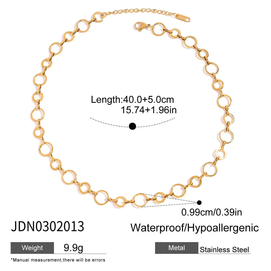 2025 Geometric Circles Stainless Steel Handmade Chains Necklace 18K Gold-plated Stackable Women's Necklace Waterproof