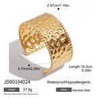 2025 Fashion Trend Women's Hammer Pattern Wide Open Bracelet 18K Gold-plated Stainless Steel Waterproof Jewelry for Party