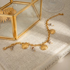 2025 Ocean Style Charm Bracelet Gold Plated Stainless Steel Conch Starfish Pendant Chunky Chain Hypoallergenic Beach Bracelet