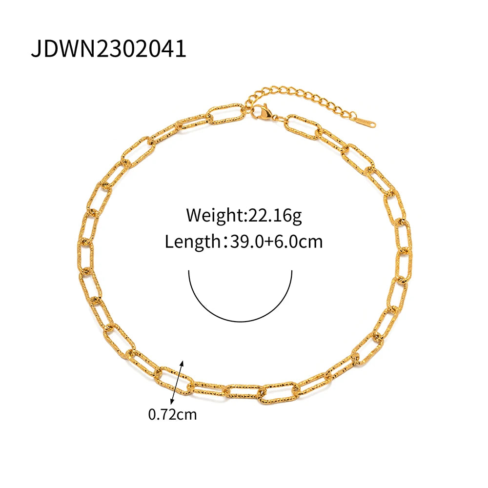 2025 Daily Simplicity Chain Necklace 18K Gold-plated Stainless Steel Stackable Necklace Charm Bicolor Necklace