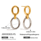 2025 Daily All-match Women's Color Matching Geometric Hoop Earrings 18K Gold-plated Stainless Steel Trendy Waterproof Jewelry