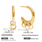 2025 Fashionable Women's C-shaped Earrings 18K Gold-plated Stainless Steel Multi-pendant Earrings can be DIY Pendants Detachable