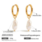2025 Daily Elegant Ladies Freshwater Pearl Pendant Earrings 18K Gold-plated Stainless Steel All-match Fashion Jewelry