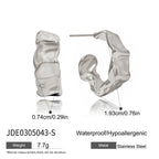 2025 Minimalist Classic 18K Gold Color Plated Wave Hammer Texture C-Shaped Earrings Hypoallergenic Stainless Steel Women Jewelry