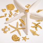 2025 Ocean Style Starfish Shell Building DIY Pendant Accessories 18K Gold-plated Stainless Steel Necklace Bracelet Accessories