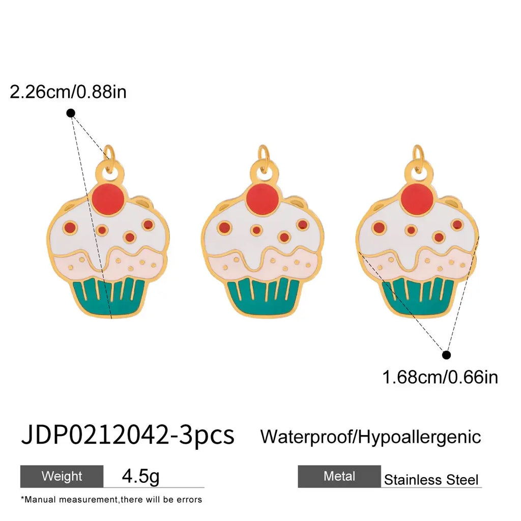 2025 Colored Oil Drop Gourmet Series Stainless Steel Pendant Accessories 18K Gold-plated Waterproof DIY Accessories