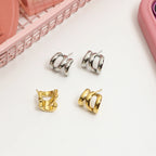 2025 Minimalist Line Design 14K Gold-plated Stainless Steel Waterproof Earrings Daily Commuting Girls Trendy Jewelry