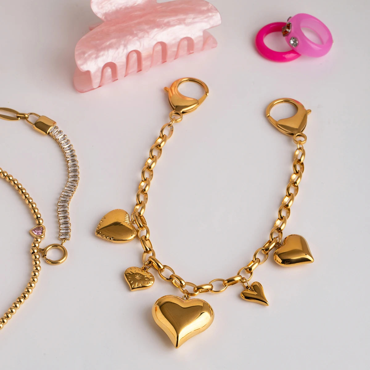 2025 Fashionable Fruit Heart Decorative Bag Pendant 18K Gold-plated Stainless Steel Bag Decoration Key Chain for Daliy