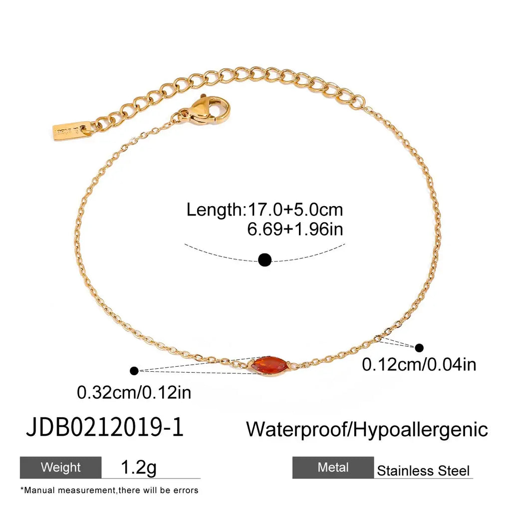 2025 Minimalism Birthstone Women's Chain Bracelet December Exquisite 18K Gold-plated Stainless Steel Waterproof Bracelet