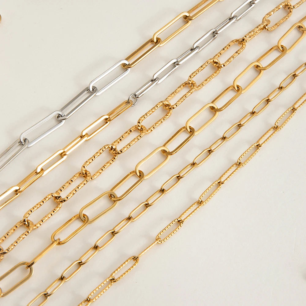 2025 Daily Simplicity Chain Necklace 18K Gold-plated Stainless Steel Stackable Necklace Charm Bicolor Necklace