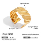 2025 Fashion Trend Women's Hammer Pattern Wide Open Bracelet 18K Gold-plated Stainless Steel Waterproof Jewelry for Party