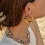 2025 Classic Minimalist 18K Gold-plated Stainless Steel Earrings Wavy U-shaped Women's Daily Waterproof Accessories