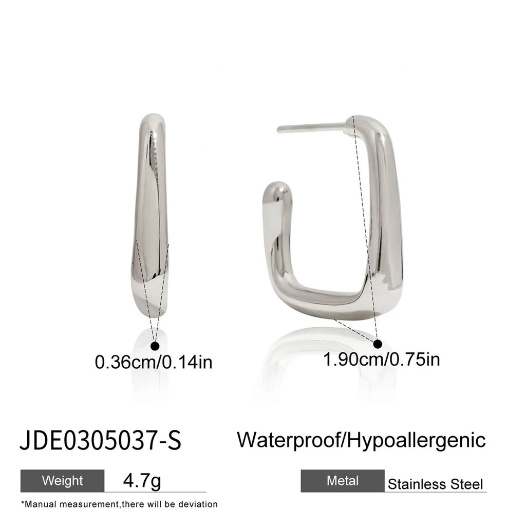 2025 Minimalist Classic 18K Gold Color Plated Wave Hammer Texture C-Shaped Earrings Hypoallergenic Stainless Steel Women Jewelry