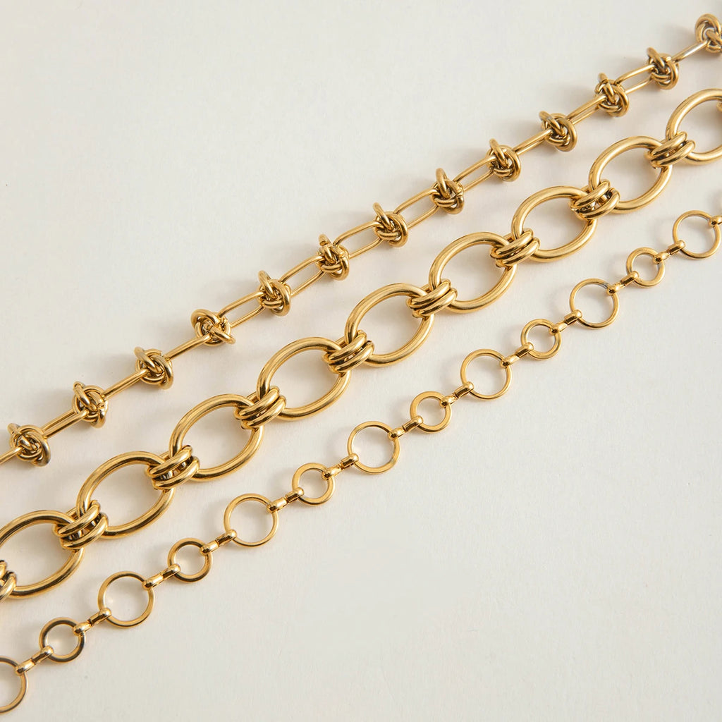 2025 Geometric Circles Stainless Steel Handmade Chains Necklace 18K Gold-plated Stackable Women's Necklace Waterproof