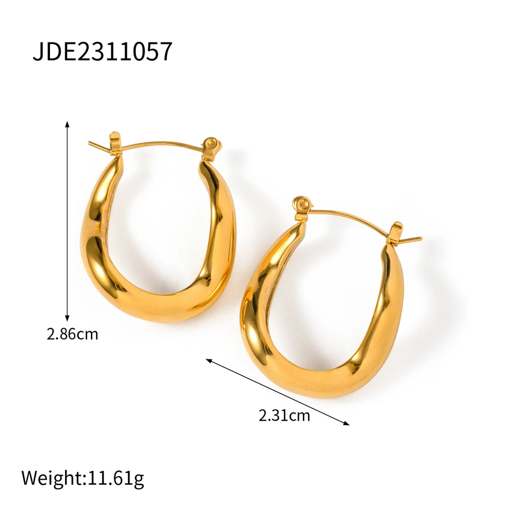 2025 Classic Minimalist 18K Gold-plated Stainless Steel Earrings Wavy U-shaped Women's Daily Waterproof Accessories