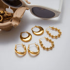 2025 Classic Minimalist 18K Gold-plated Stainless Steel Earrings Wavy U-shaped Women's Daily Waterproof Accessories