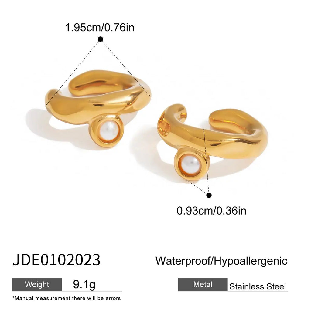 2025 Exquisite Simple Women's Pearl Ear Clips 18K Gold-plated Stainless Steel Daily Versatile Accessories