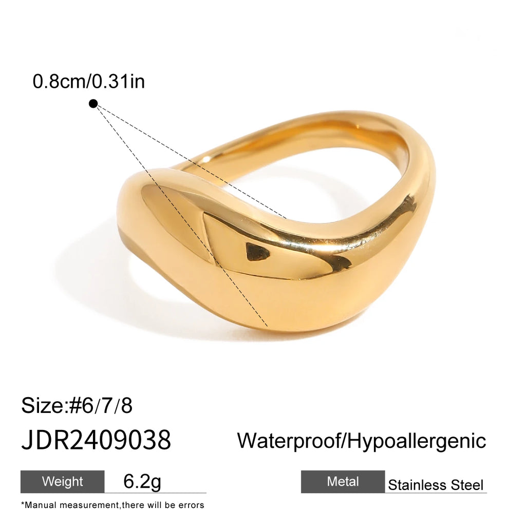 2025 Fashionable Versatile Women's Stainless Steel Ring 18K Gold-plated Two-tone Simple Daily Waterproof Jewelry