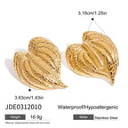 2025 Women's Exaggerated Hammered Leaf Design Earrings 18K Gold-plated Stainless Steel Exquisite Women's Waterproof Jewelry