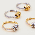 2025 Daily Simple Rhinestone Circle Earrings 18K Gold-plated Stainless Steel Removable Ring Waterproof Girl's Jewelry