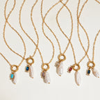 2025 Women's Simple DIY Freshwater Pearl Colored Zircon Pendant Necklace Birthstone 18K Gold-plated Stainless Steel Jewelry