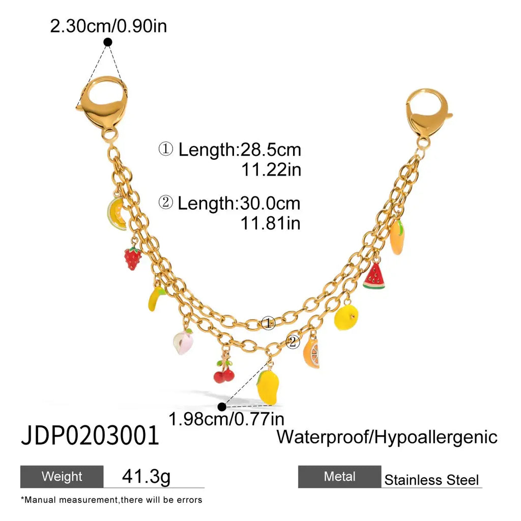 2025 Fashionable Fruit Heart Decorative Bag Pendant 18K Gold-plated Stainless Steel Bag Decoration Key Chain for Daliy