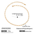 2025 Daily Simplicity Chain Necklace 18K Gold-plated Stainless Steel Stackable Necklace Charm Bicolor Necklace