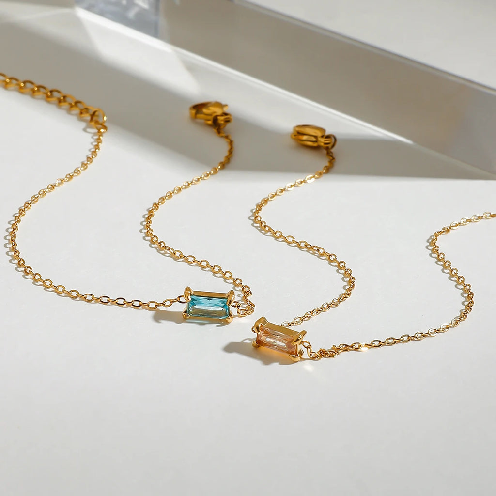 2025 Minimalism Birthstone Women's Chain Bracelet December Exquisite 18K Gold-plated Stainless Steel Waterproof Bracelet