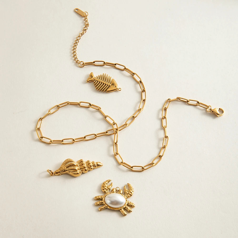 2025 Daily Simplicity Chain Necklace 18K Gold-plated Stainless Steel Stackable Necklace Charm Bicolor Necklace