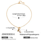 2025 Women's Simple DIY Freshwater Pearl Colored Zircon Pendant Necklace Birthstone 18K Gold-plated Stainless Steel Jewelry