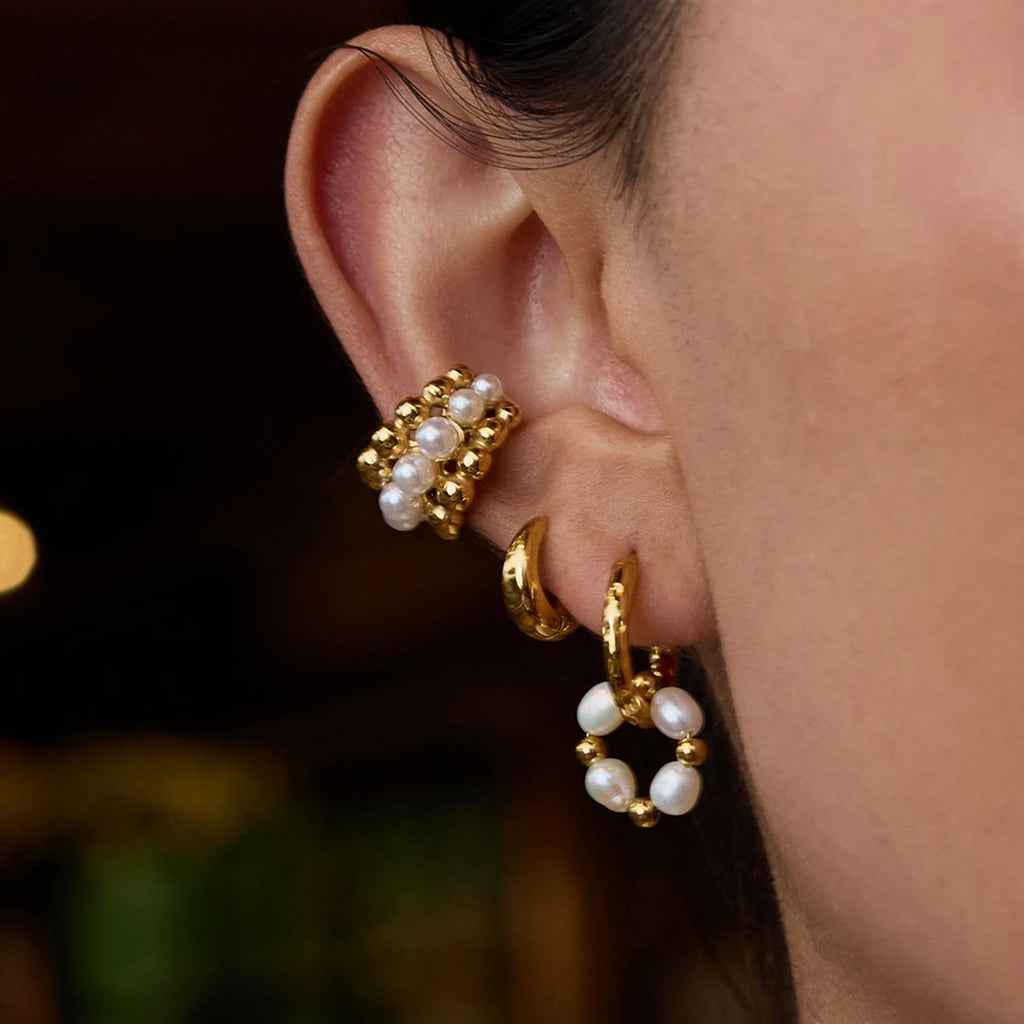 2025 Daily Elegant Ladies Freshwater Pearl Pendant Earrings 18K Gold-plated Stainless Steel All-match Fashion Jewelry